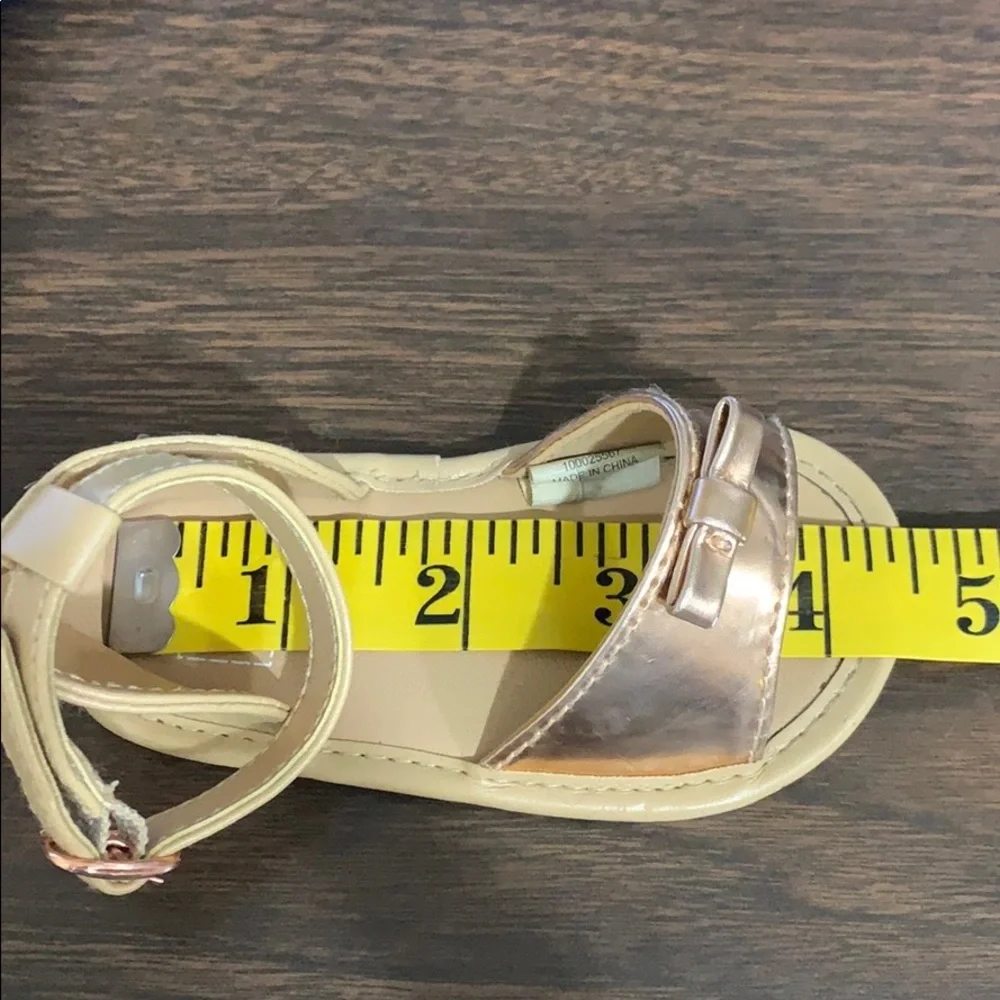 Janie and Jack Metallic Sandals Rose Gold Buckle Ankle Strap Bow